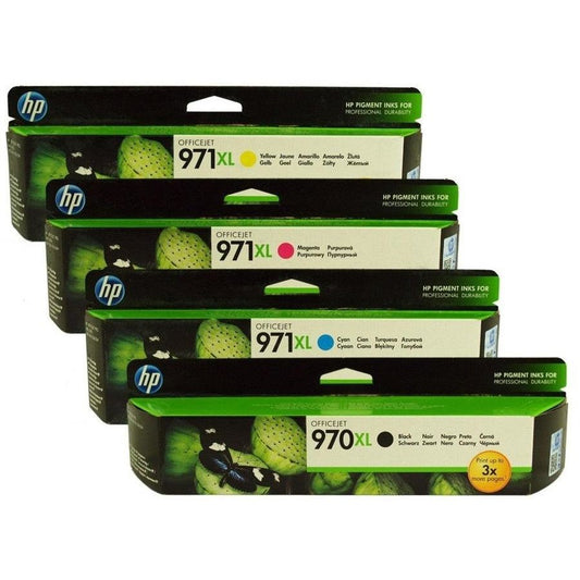 HP 970XL Black and HP 971XL Genuine High Capacity 4-Ink Value Pack.