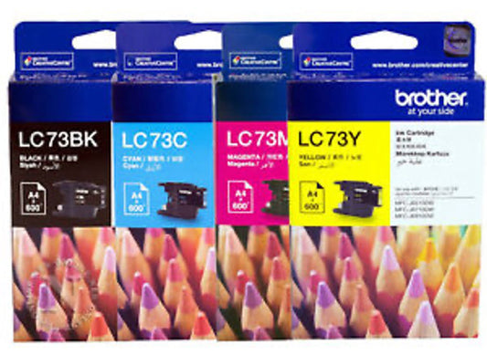 BROTHER LC73 GENUINE 4-INK BCMY VALUE PACK.
