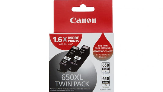 Canon PGI 650 XL Black Genuine Ink Cartridges Twin Pack. DAMAGE BOX SALE.