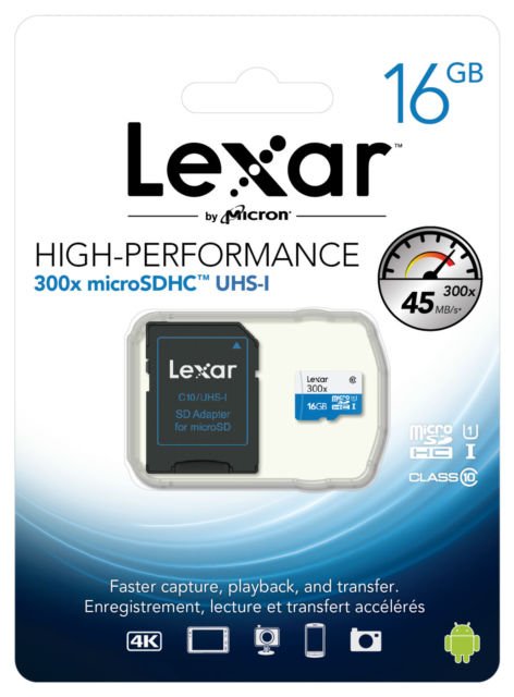 Lexar High Performance 300x Micro SDHC UHS-I Card - 16GB
