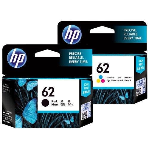 HP 62 BLACK & COLOUR GENUINE INK COMBO.