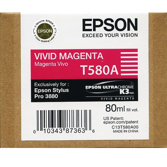 Epson T580A Magenta Genuine 80ml Ink Cartridge.