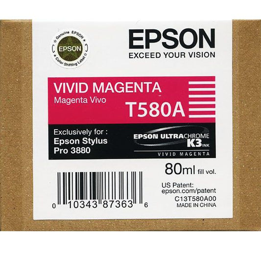 Epson T580A Magenta Genuine 80ml Ink Cartridge.