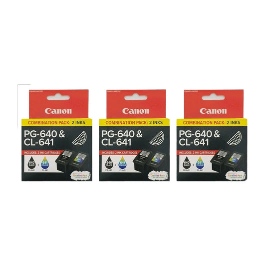 THREE CANON PG-640/ CL-641 BLACK & COLOUR GENUINE (6-INK) COMBO.