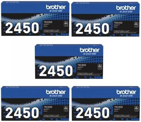 Five Brother TN-2450 Black Genuine Toner Value Pack. FREE DELIVERY.