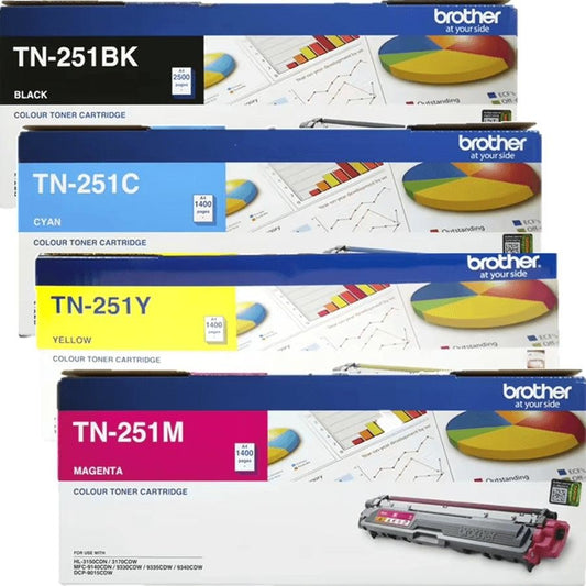 Brother TN-251 Genuine 4-Toner Value Pack.