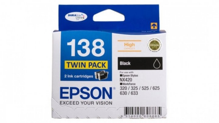 Epson 138 Black Genuine Ink Cartridges Twin Pack Ink Warehouse 3267