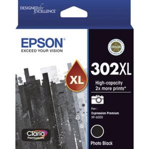 Epson 302XL (T302XL120) Remanufactured Photo Black High-Yield Ink Cartridge